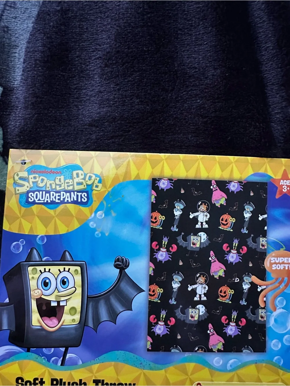 SpongeBob in Costumes - Black Halloween Plush Throw Blanket NWT